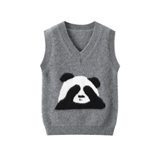 新款百搭V领熊猫马甲，童装儿童羊毛衫，鑫贝羊绒