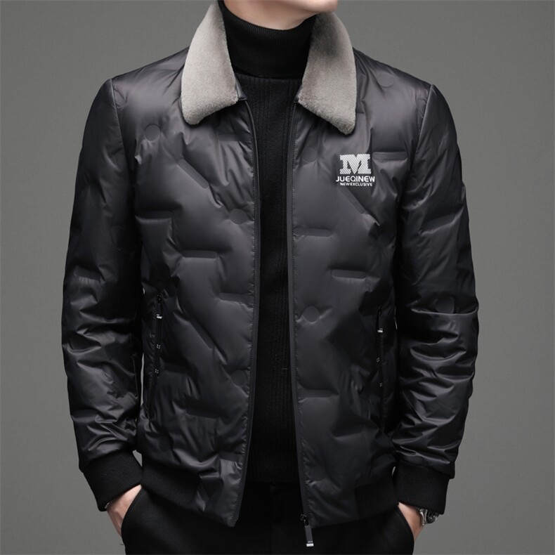灰鸭绒中年男士休闲脱卸羊毛羽绒服保暖防寒羽绒服男YLS2001-P230图片