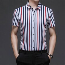 F1376男士2023年夏季薄款男式短袖衬衫青年休闲免烫修身P53，男装衬衫，电商B360