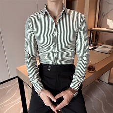 2025秋季新款男士店主硬汉风条纹衬衫男上衣301A-1/CS459/P55，男装衬衫，星座301A-1