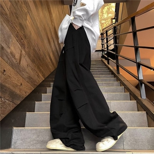日系复古伞兵工装裤男士春秋季休闲宽松阔腿裤潮牌ins机能风裤子图片