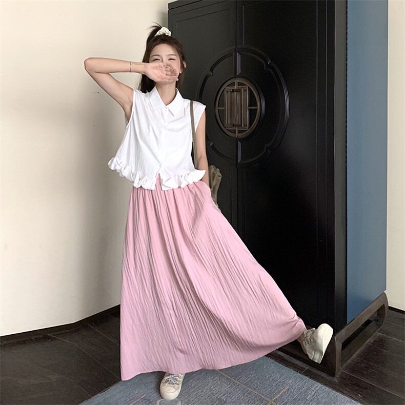【已出大货】【数据好】花瓣衬衫两件套连衣裙中长款2024夏季新款,女装连衣裙,C位