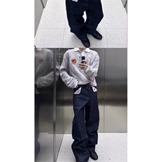 1506-1/K91821/P54设计感阔腿牛仔裤男女冬季丹宁蓝宽松阔腿裤，男装牛仔裤，星座1506-1