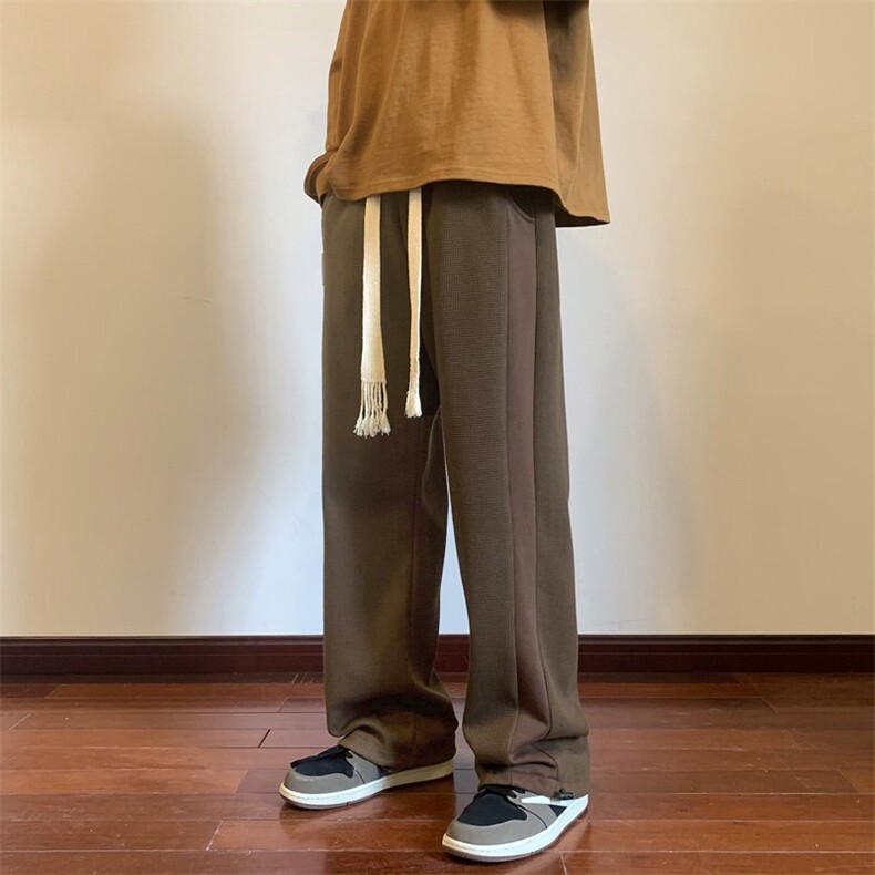 春秋华夫格拼接编织绳卫裤现货XZ604-KP76-P55控68,男装休闲裤,星座604