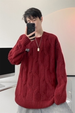 8XL-M圆领毛衣男秋冬慵懒风宽松情侣装麻花针织羊毛衫MY19004P68，男装针织衫/毛衣，电商B312