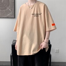 YT26244-P30亚短袖t恤男大码五分袖男宽松七分袖港风模特，男装T恤，电商A040