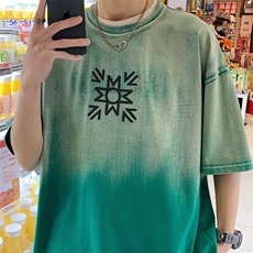 夏季新款圆领短袖T恤男女同款港风渐变运动半袖1533-P50控价68，男装T恤，电商A441-1