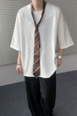 T10137-特批33控68开口笑高品质夏季大码短袖破洞潮流百搭T恤，男装T恤，电商A059