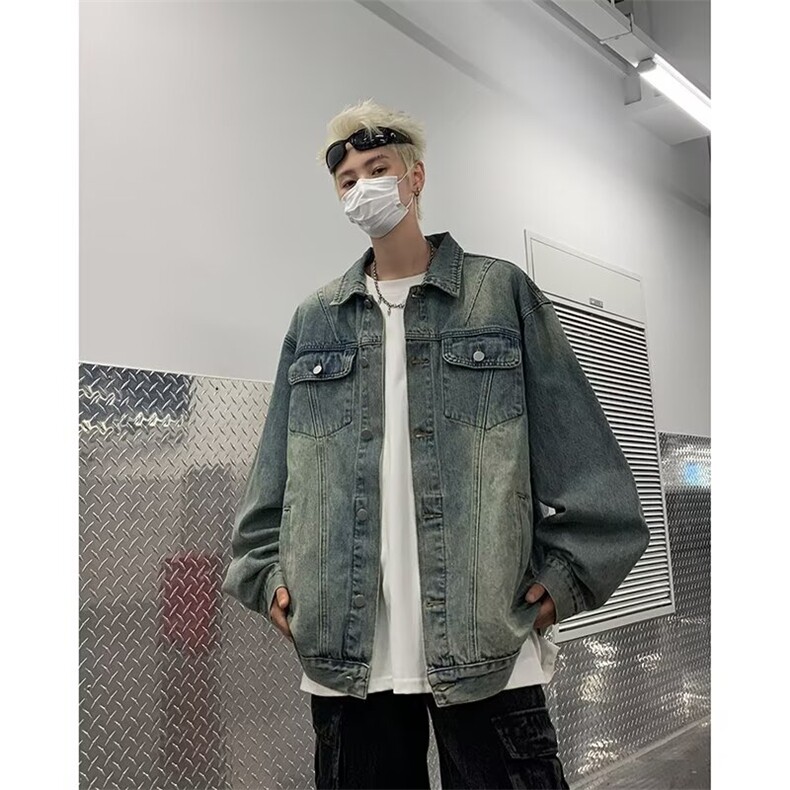 复古牛仔外套女春秋款高级感潮牌水洗做旧宽松休闲夹克男8841P58,男装工装外套,星座410-2