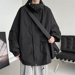 JK8107/P75秋装新品冲锋衣男美式机能工装外套连帽风衣宽松夹克