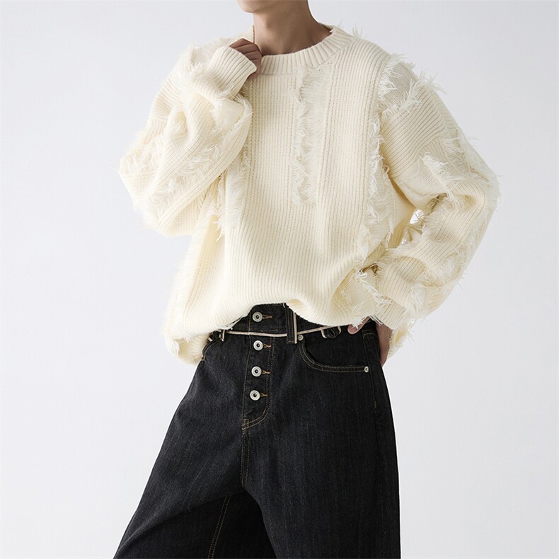 潮搭显个性休闲范上衣宽松复古风格慵懒个性毛衣HY832TP55控89，男装针织衫/毛衣，电商A102B