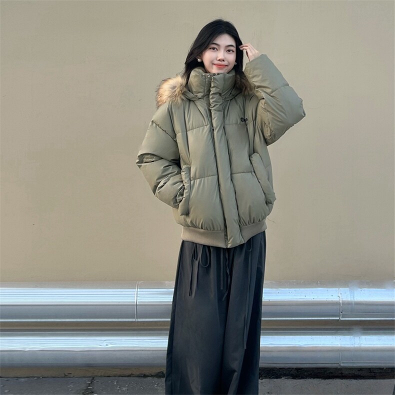A586-P108学院风美式连帽棉服冬季毛领棉衣外套情侣面包服,男装棉衣,星座911