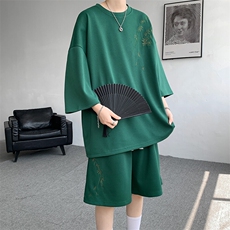 【下大货】TZ2419-P60控78大码刺绣中式风套装~已注册图案，男装休闲套装，电商D232