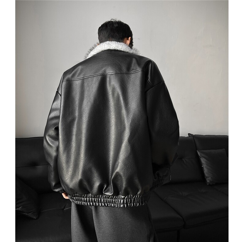 冬季荔枝皮狼王座山雕加厚棉服情侣男装PU皮棉衣外套S538-特118,男装棉衣,电商A233-1