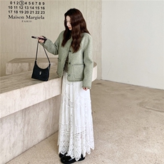 小香风绿色双面呢大衣外套女秋季2025新款小个子巨好看显瘦短款，女装羊绒大衣，2C056