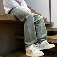 牛仔裤男直筒裤子高街潮牌百搭阔腿休闲长裤A080-9601-P40控68，男装牛仔裤，电商A080
