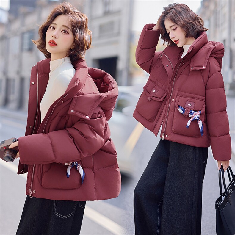连帽羽绒服女短款2024冬季新款女装白鸭绒气质休闲保暖外套！现货图片