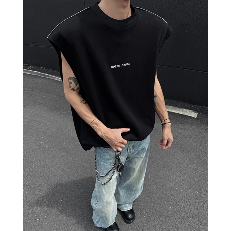 夏季宽松美式高街无袖背心短袖T恤潮808B-WH055-P40,男装背心/马甲,星座808B