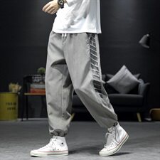 2021新款沙发黑色休闲宽松印花运动裤A061-K1822-P45控价68，男装休闲裤，电商A061