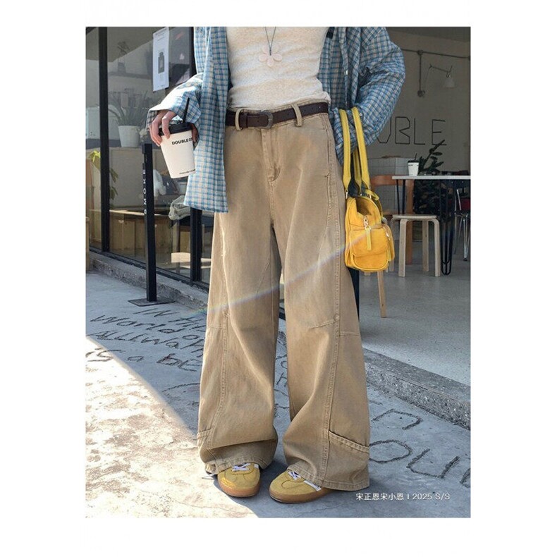 W9607-P60 网图现货  美式复古弯刀阔腿休闲裤图片