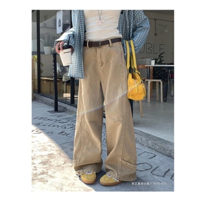 W9607-P60 网图现货  美式复古弯刀阔腿休闲裤图片