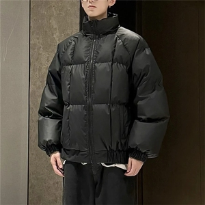 网络图 吐司方格pu皮蓬松保暖棉服防水棉衣M2509-P95，男装棉衣，电商A128