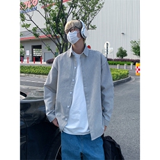 日系复古条纹长袖衬衫男高级感穿搭大码休闲衬衣外套C2251-特价28，男装衬衫，电商A007