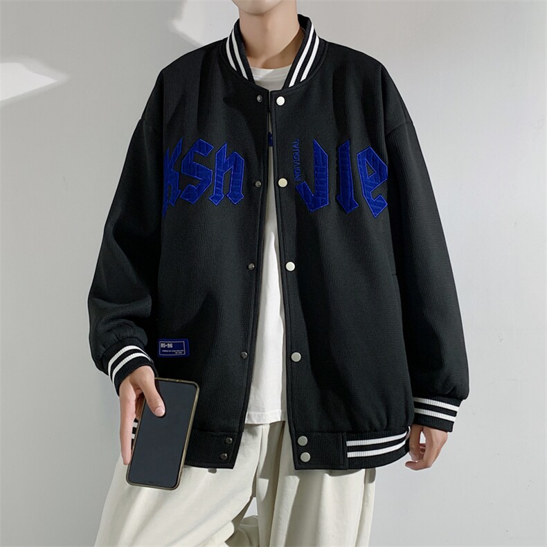 秋季潮牌棒球服男女潮流港风学院风华夫格夹克外套模特J202-P75,男装夹克,星座815-2