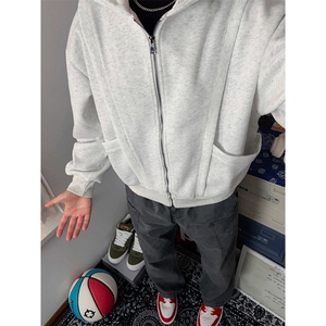 抖音得物高品质二开 25秋冬美式重磅宽松结构设计连帽卫衣外套W78图片