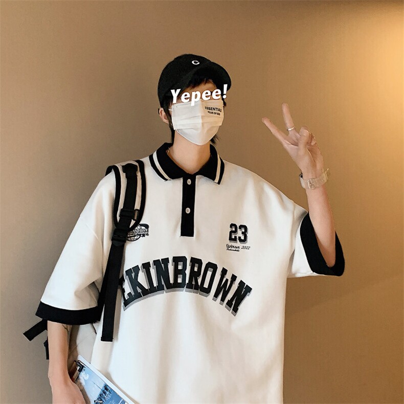 1港风polo衫男潮大码M-5XL情侣风翻领短袖T恤DP7741P45控68,男装T恤,星座226-2