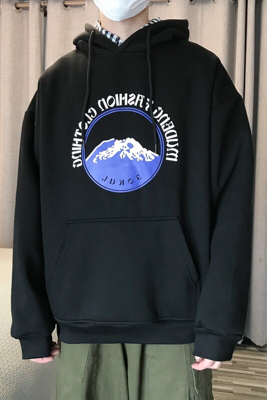 2020冬装港味雪山印花情侣宽松学院原宿风加绒卫衣男A182,男装卫衣,星座910A