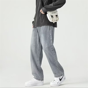 阔腿牛仔裤男2026年宽松直筒美式高街星空纹休闲痞帅长裤水洗图片