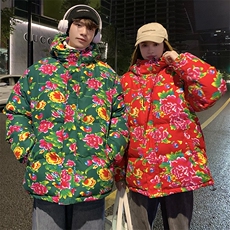 DH251连帽棉衣外套东北大花棉服新中式团队表演出汉服棉袄保暖潮，男装棉衣，星座115A(原星座507）