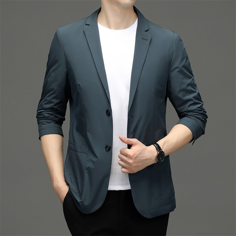 2023新款男士西服长袖薄款男中年商务休闲时尚百搭男装上衣外套,男装西服,电商B212（原钱塘6029）
