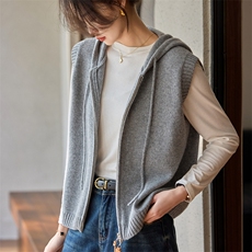 2025年秋季时尚百搭通勤简约休闲帽子加厚马甲，女装马甲，绒歆坊