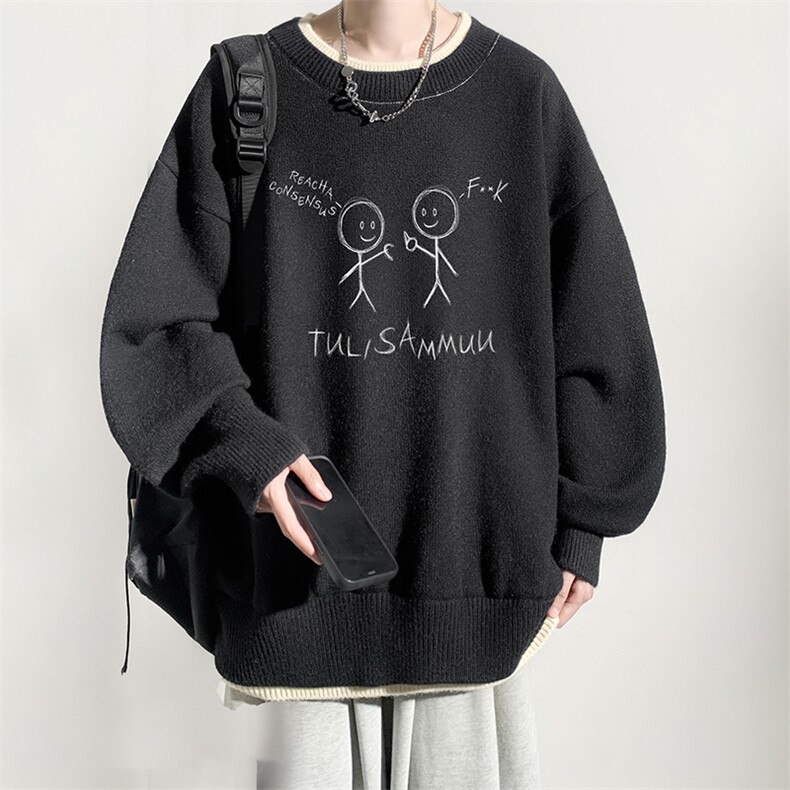 控78假两件毛衣男大码加绒针织衫男毛线衣M80302-P55加绒-P70,男装针织衫/毛衣,电商A040