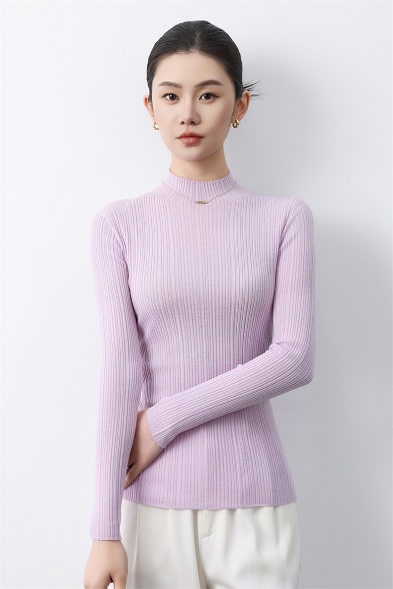 流行毛衣软糯慵懒春款女2025新款半高领薄款羊毛上衣,女装羊毛衫,蚂蚁派对工厂直营店