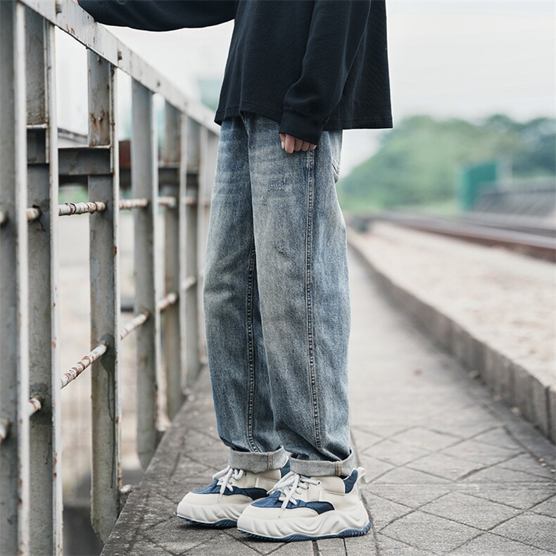 秋季新款美式复古休闲直筒裤宽松牛仔裤男3701P58，男装牛仔裤，星座902A