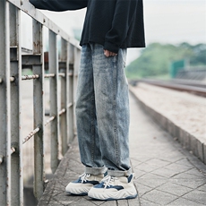 秋季新款美式复古休闲直筒裤宽松牛仔裤男3701P58，男装牛仔裤，星座902A