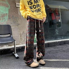 【有货】K5978ZZ-特50民族风针织脏脏裤子提花阔腿裤vintage卫裤，男装休闲裤，星座1007（原301D）
