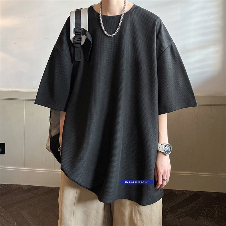 华夫格t恤男短袖男大码五分袖酒店风HT73202-P22,男装T恤,电商A040