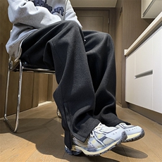 秋冬新款毛呢拉链开衩休闲裤M~5XLXZ604-KG70-P50控68，男装休闲裤，星座604