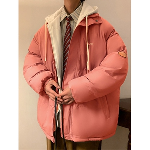 男士假两件棉衣冬季连帽臂章加厚棉服情侣款棉袄A266-WT08-P65图片