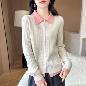 女士羊毛衫简约休闲舒适百搭羊毛开衫图片