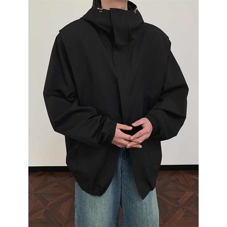 JK2606/P65春装新款现货连帽夹克男宽松大码潮流外套上衣,男装夹克,电商A141