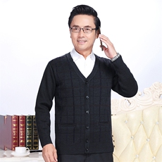 冬季新款中老年人加绒加厚保暖针织开衫上衣男士休闲宽松打底衫，男装针织衫/毛衣，电商B212（原钱塘6029）