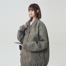 PU皮工装翻领夹克2025秋季痞帅潮流二开外套XZ301b-2-JK2591P75，男装夹克，星座301B-2（原A443-1）