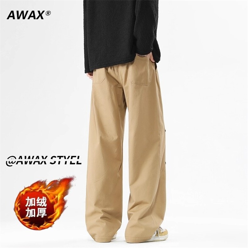 铆钉褶皱工装裤男冬季加绒直筒阔腿裤高街通勤休闲裤MKD27P53,男装工装外套,星座1013-5
