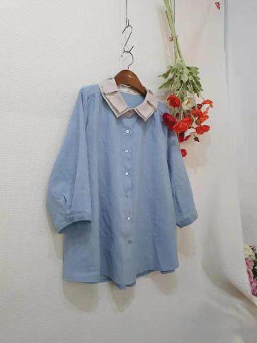 夏季新款领拼麻上衣，其它，潘格