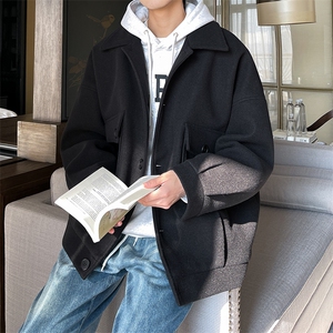 毛呢大衣oversize宽松大口袋呢子韩版潮男士夹克 A071-JK106-P98图片